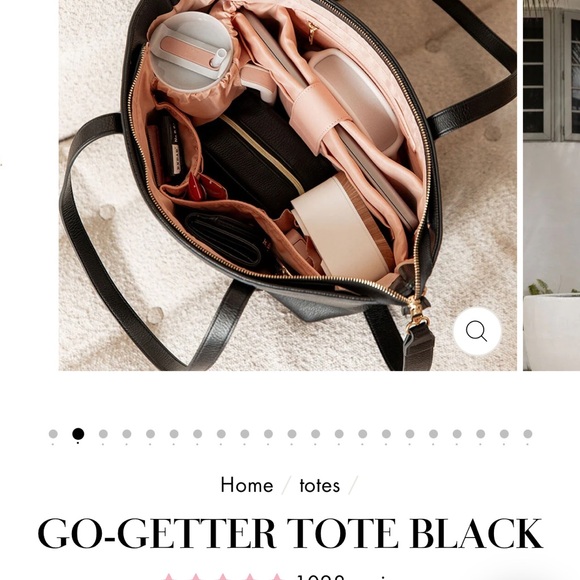 Poppy & Peonies Black Leather Tote with Minimalist Design - Picture 6 of 16